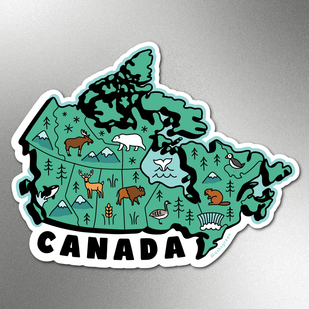 Ashleigh Green Studios - Map of Canada - fridge magnet - Green Ash Decor