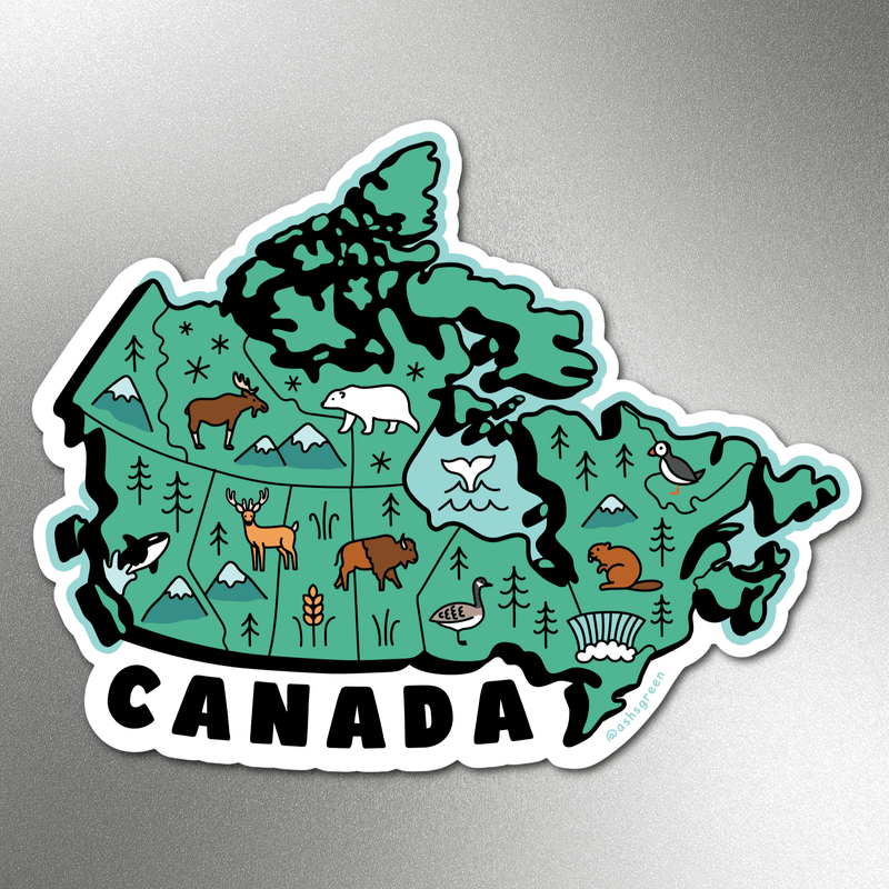 Ashleigh Green Studios - Map of Canada - fridge magnet - Green Ash Decor