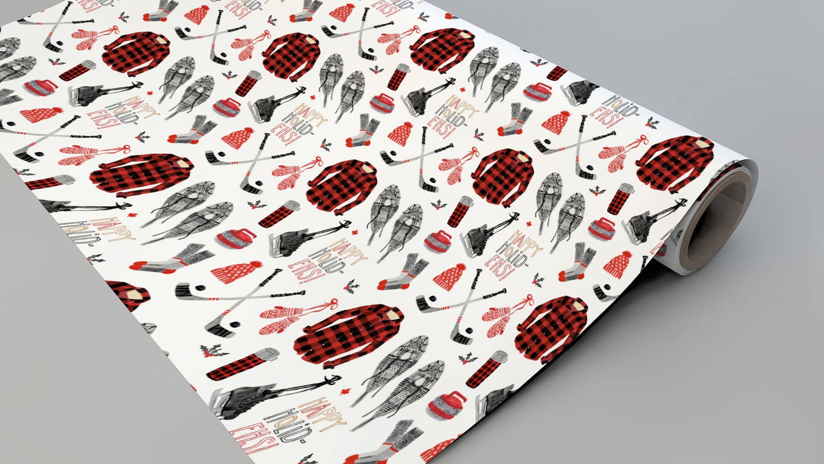 Bright Limelight Studio - Canadian Sports Gift Wrap Sheets | Rolled Sets of 3 - Green Ash Decor