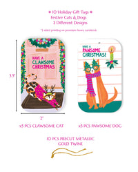 Bright Limelight Studio - Festive Cat and Dog Gift Tags | Set of 10 - Green Ash Decor