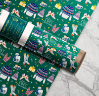 Bright Limelight Studio - Winter Clothing Gift Wrap Sheets | Rolled Sets of 3 - Green Ash Decor
