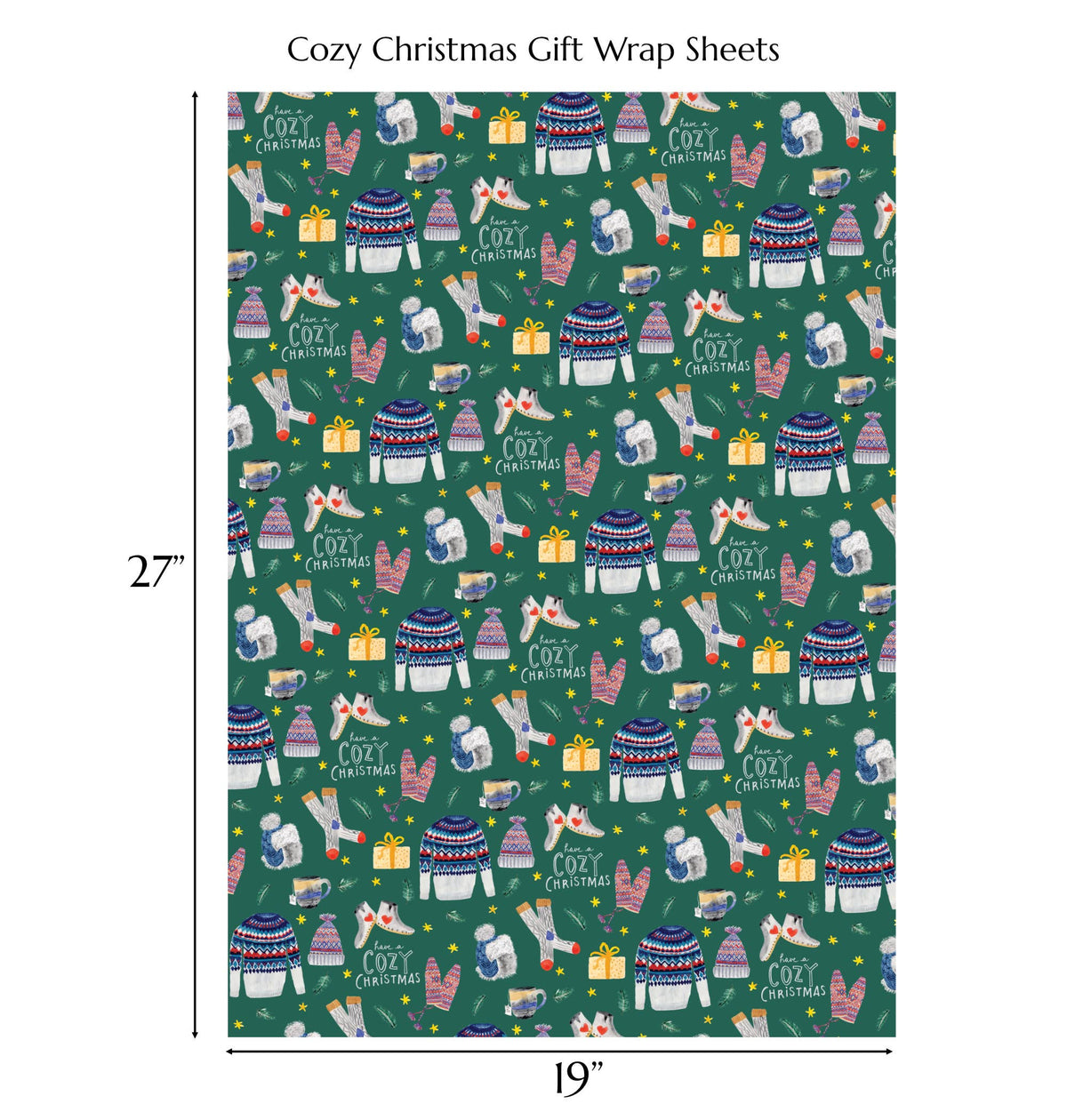 Bright Limelight Studio - Winter Clothing Gift Wrap Sheets | Rolled Sets of 3 - Green Ash Decor