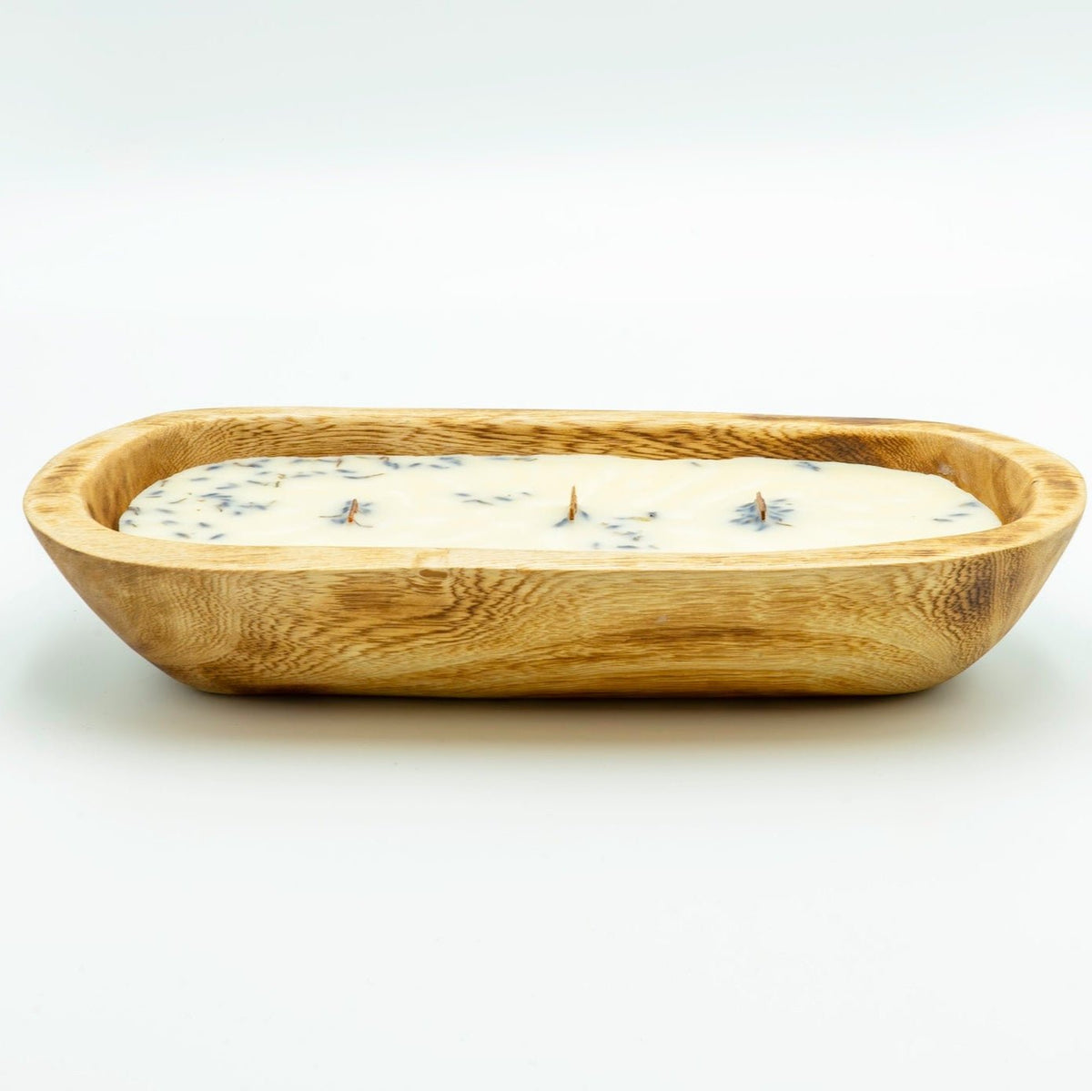 Dough Bowl MED size with 3 crackling wooden wicks - Green Ash Decor