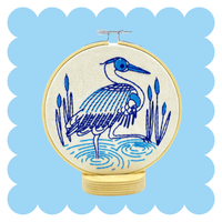 Hook Line & Tinker Canada - Blue Heron Complete Embroidery Kit - Green Ash Decor