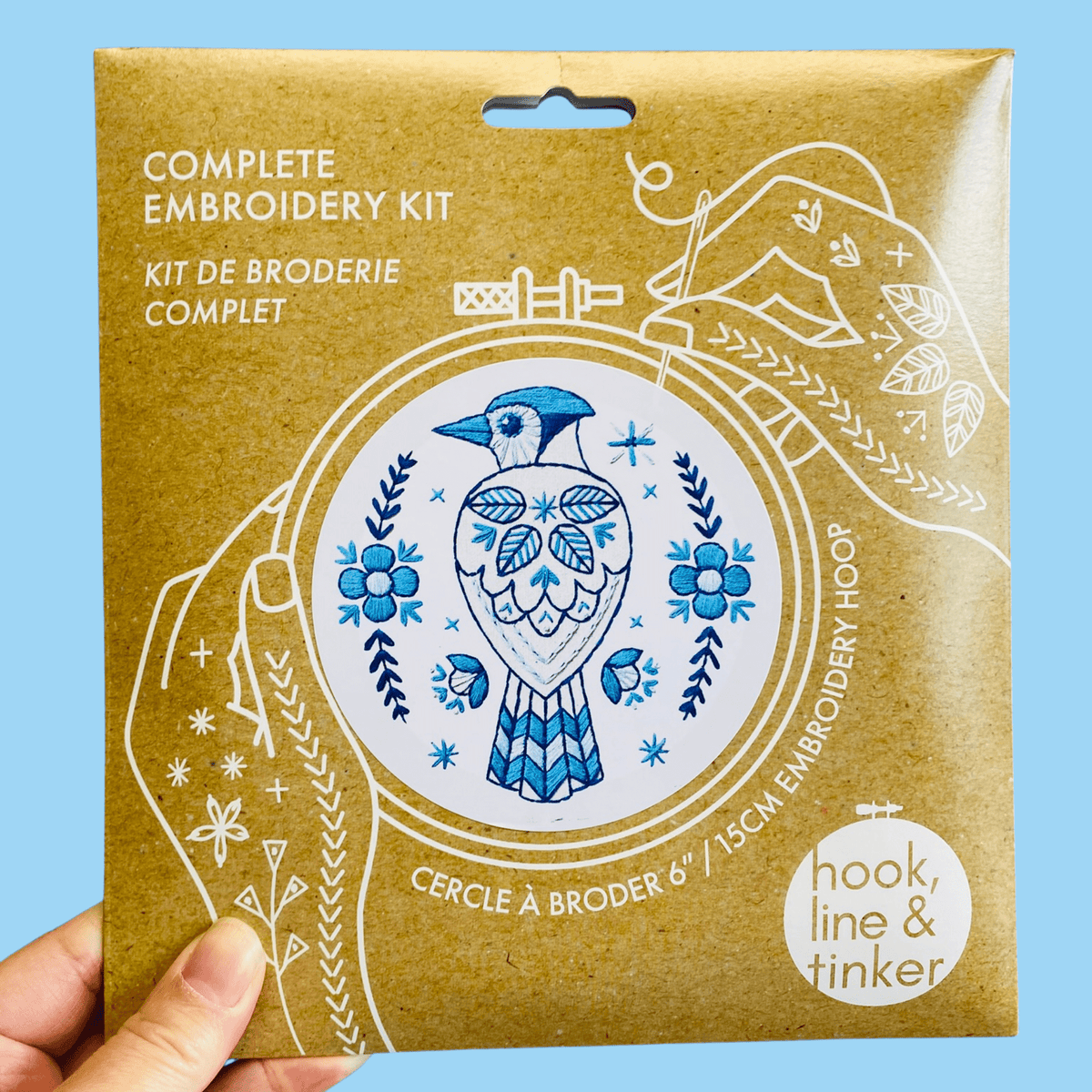 Hook Line & Tinker Canada - Blue Jay Complete Embroidery Kit - Green Ash Decor