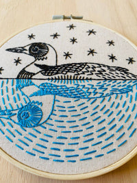 Hook Line & Tinker Canada - Loon Complete Embroidery Kit - Green Ash Decor
