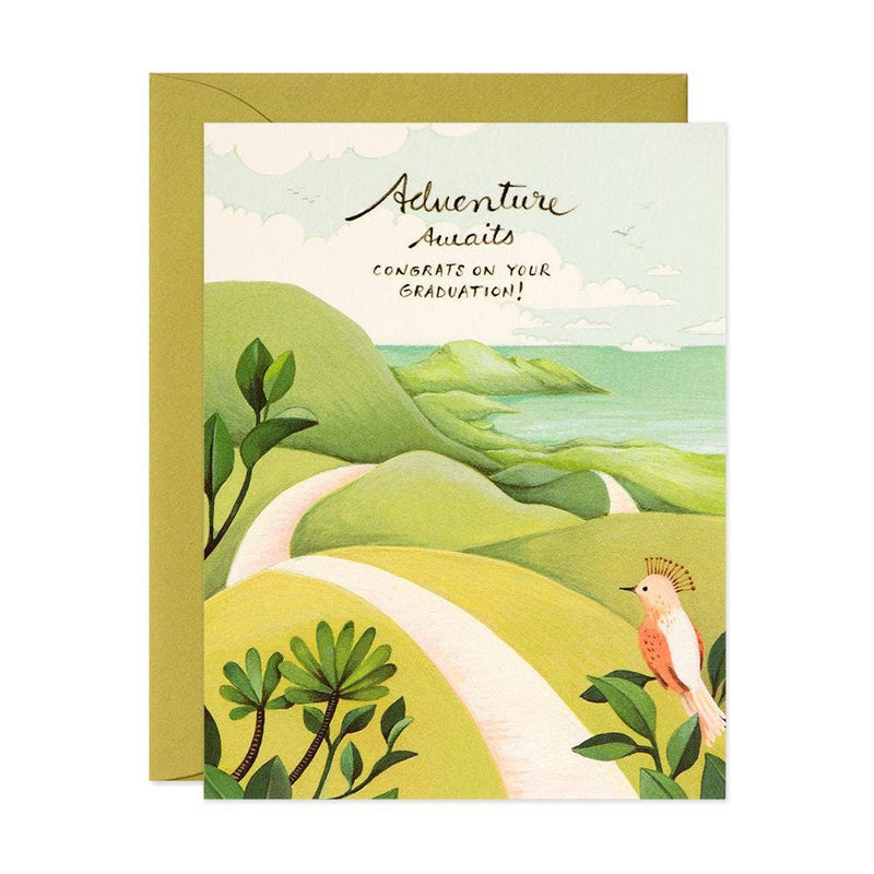 JooJoo Paper - Adventure Awaits Graduation Greeting Card - Green Ash Decor