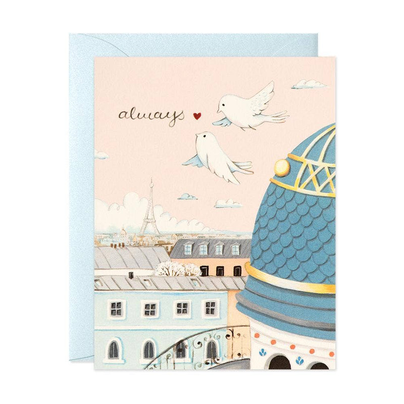 JooJoo Paper - Always Paris Rooftops Love Greeting Card - Green Ash Decor