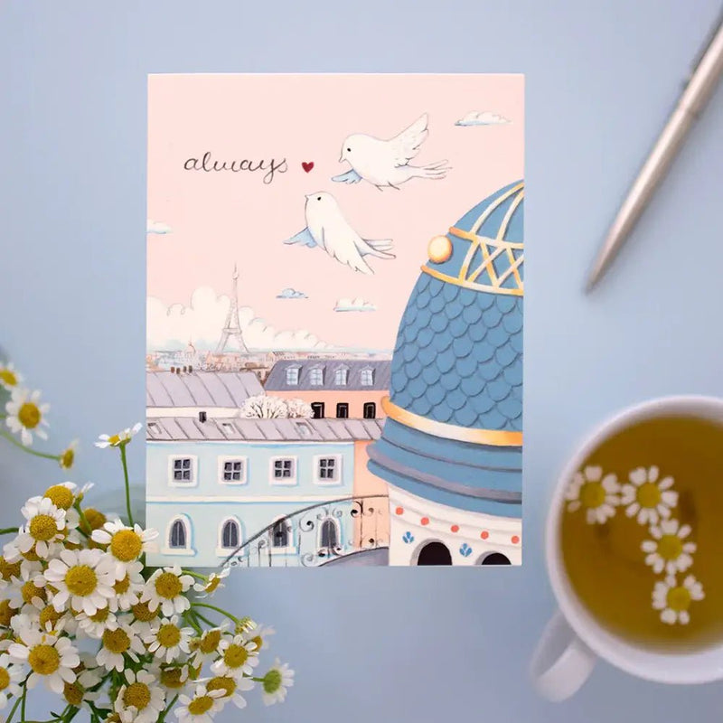 JooJoo Paper - Always Paris Rooftops Love Greeting Card - Green Ash Decor