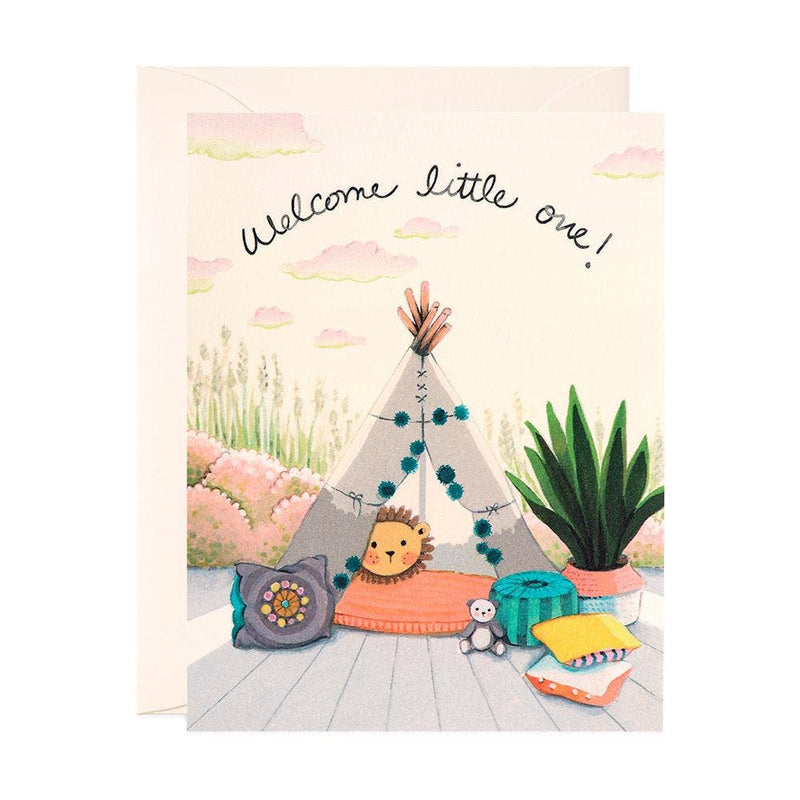 JooJoo Paper - Baby Teepee Greeting Card - Green Ash Decor
