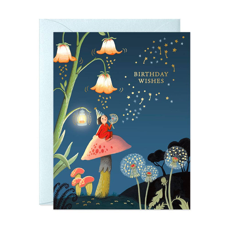 JooJoo Paper - Dandelion Night Birthday Greeting Card - Green Ash Decor