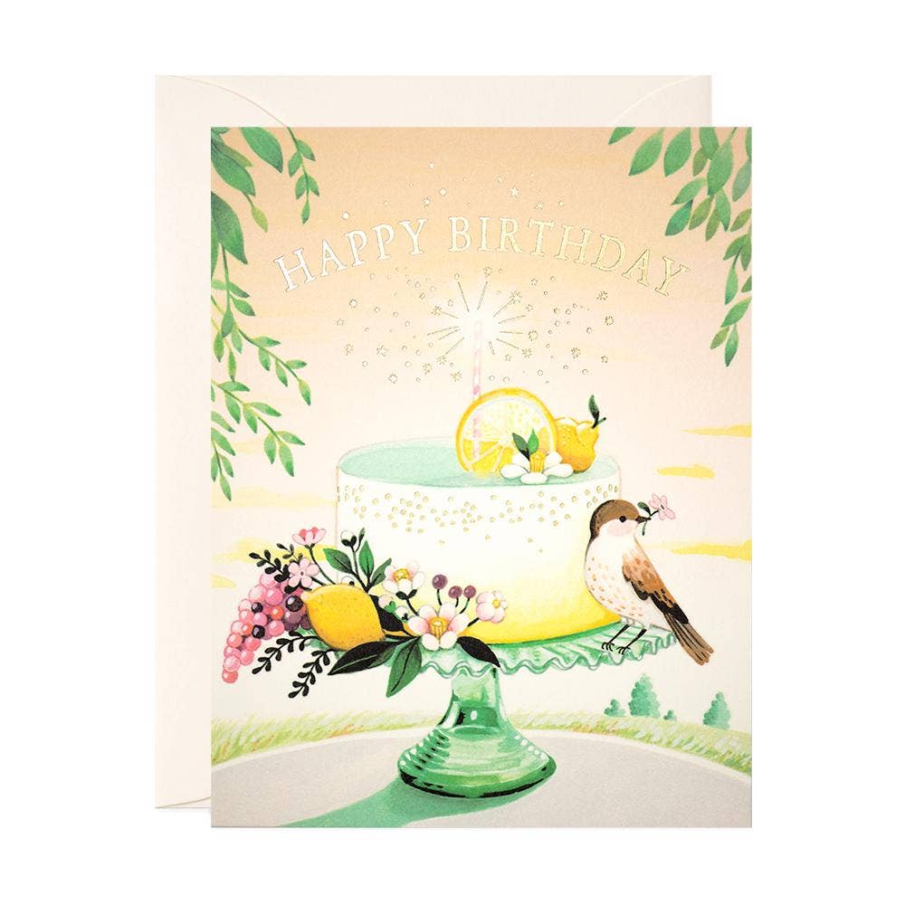 JooJoo Paper - Lemon Cake Birthday Greeting Card - Green Ash Decor