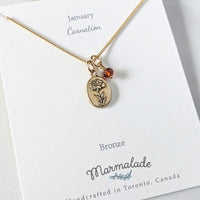 Marmalade Birth Flower & Birth Stone Necklace- Bronze - Green Ash Decor
