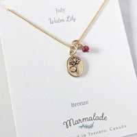 Marmalade Birth Flower & Birth Stone Necklace- Bronze - Green Ash Decor
