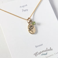 Marmalade Birth Flower & Birth Stone Necklace- Bronze - Green Ash Decor