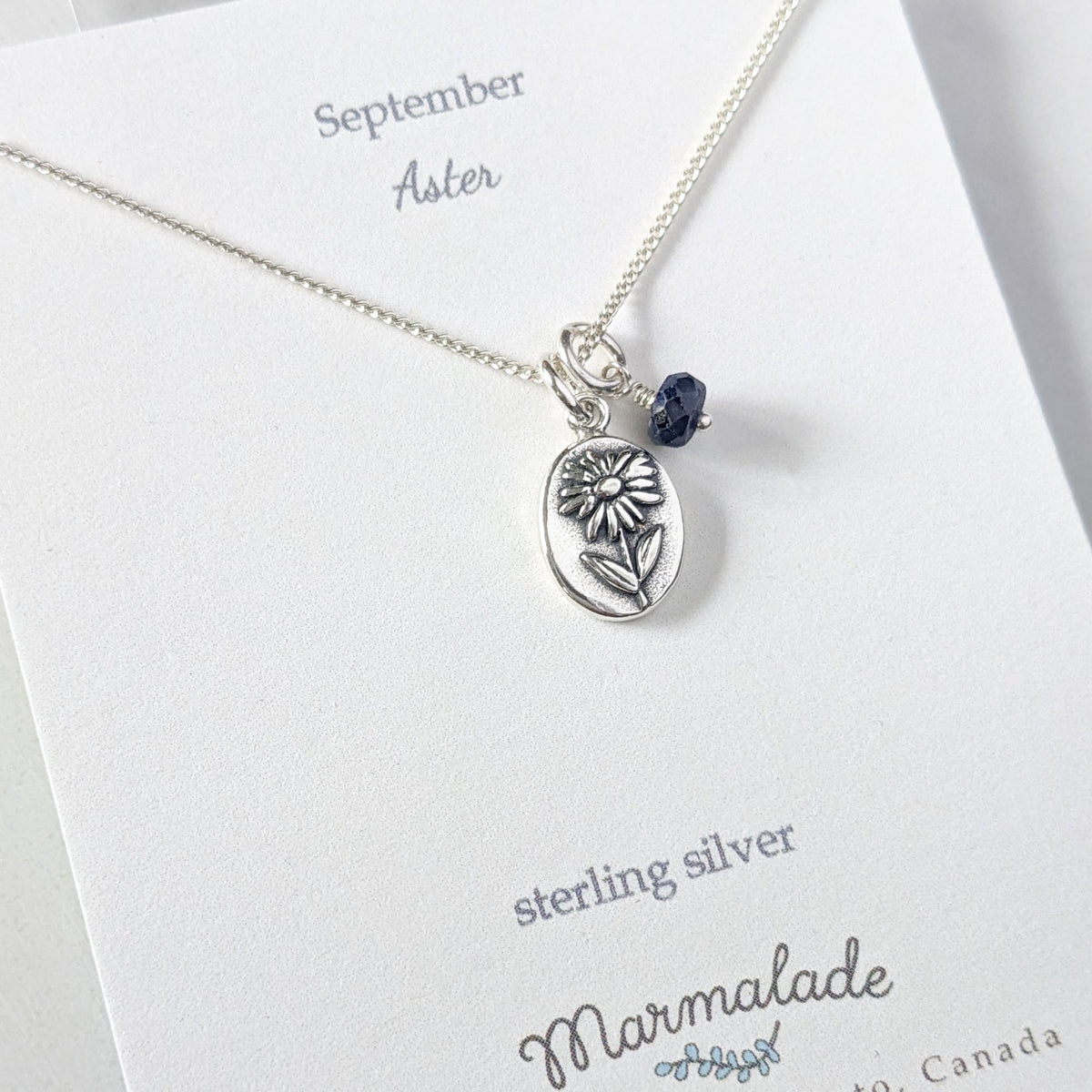 Marmalade Birth Flower & Birth Stone Necklace- Silver - Green Ash Decor