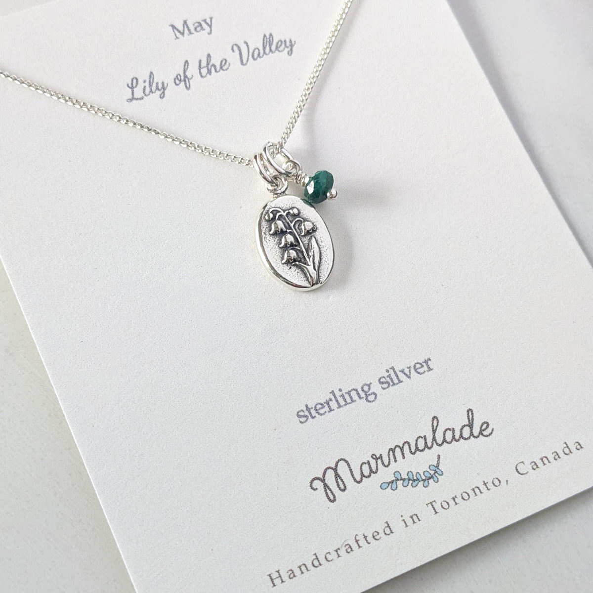 Marmalade Birth Flower & Birth Stone Necklace- Silver - Green Ash Decor