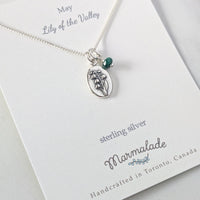 Marmalade Birth Flower & Birth Stone Necklace- Silver - Green Ash Decor
