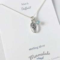 Marmalade Birth Flower & Birth Stone Necklace- Silver - Green Ash Decor