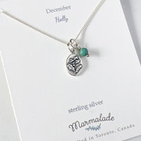 Marmalade Birth Flower & Birth Stone Necklace- Silver - Green Ash Decor