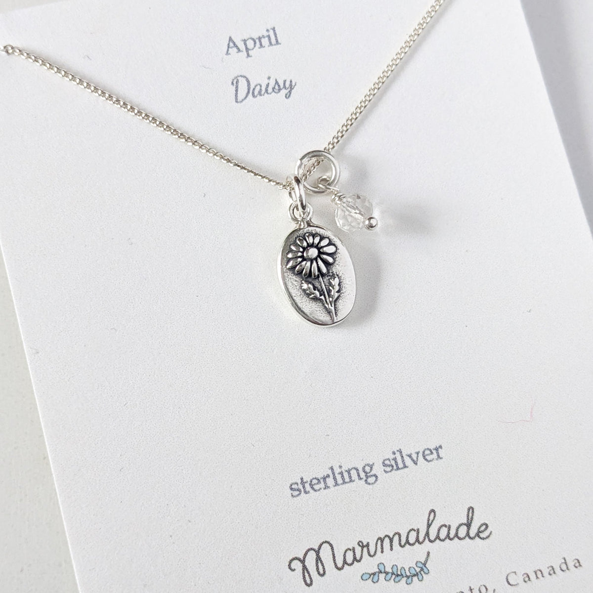 Marmalade Birth Flower & Birth Stone Necklace- Silver - Green Ash Decor