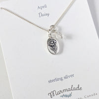 Marmalade Birth Flower & Birth Stone Necklace- Silver - Green Ash Decor