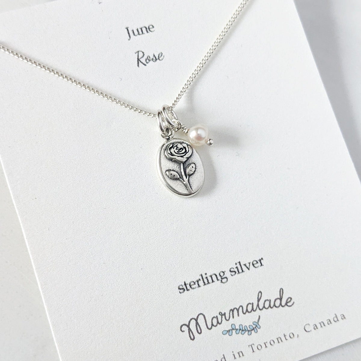 Marmalade Birth Flower & Birth Stone Necklace- Silver - Green Ash Decor