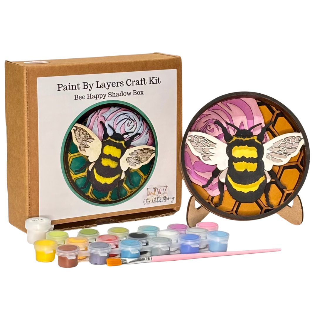 Our Little Makery - Bee Happy Shadow Box Kit - Green Ash Decor