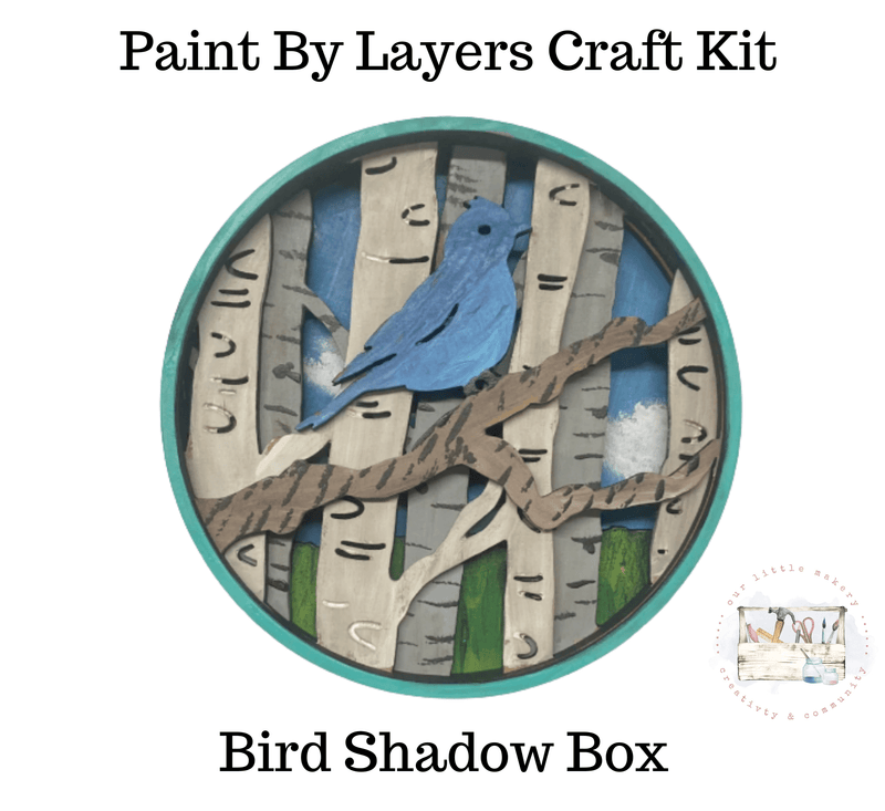 Our Little Makery - Bird Shadow Box Kit - Green Ash Decor