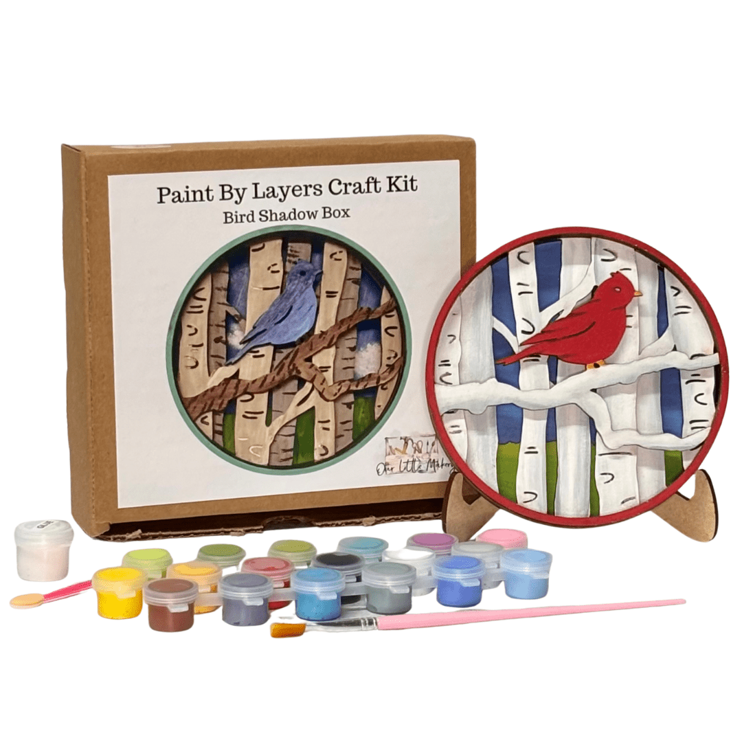 Our Little Makery - Bird Shadow Box Kit - Green Ash Decor
