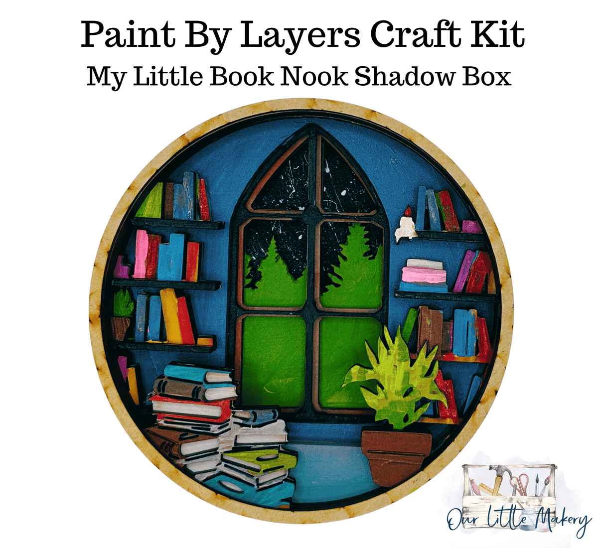 Our Little Makery - My Little Book Nook Shadow Box Kit - Green Ash Decor