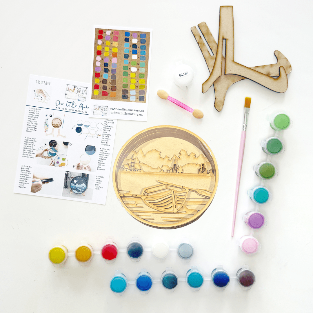 Our Little Makery - Spring Garden Road Shadow Box Kit - Green Ash Decor
