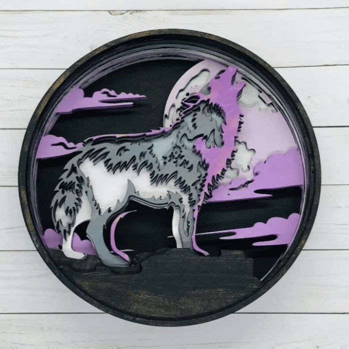 Our Little Makery - Wolf Shadow Box Kit - Green Ash Decor