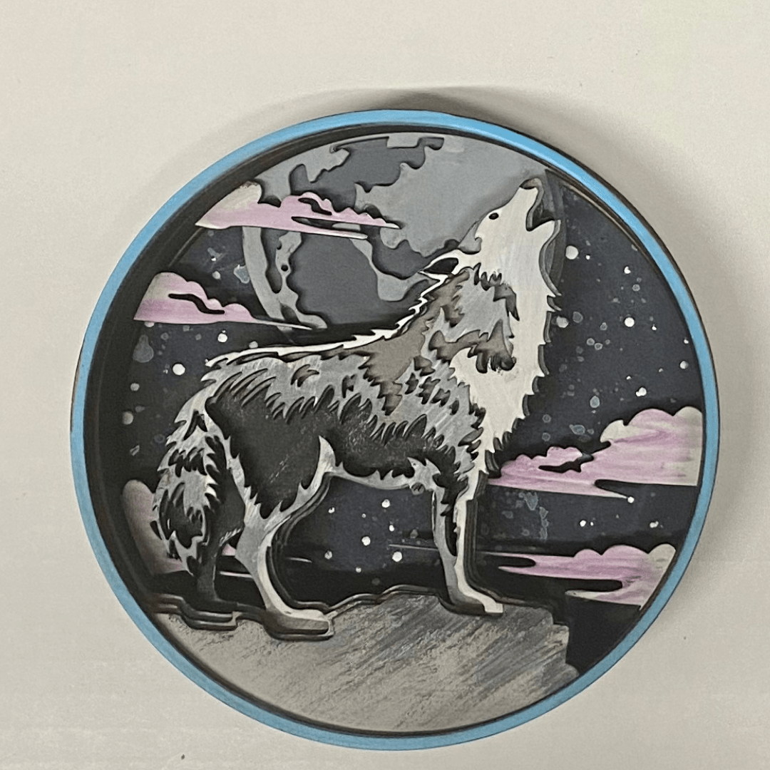 Our Little Makery - Wolf Shadow Box Kit - Green Ash Decor