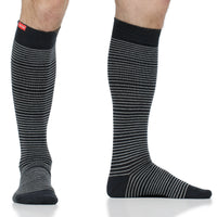 VIM & VIGR - 15 - 20 mmHg Cotton Compression Socks: Charcoal & White pinstripe - Green Ash Decor