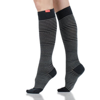 VIM & VIGR - 15 - 20 mmHg Cotton Compression Socks: Charcoal & White pinstripe - Green Ash Decor