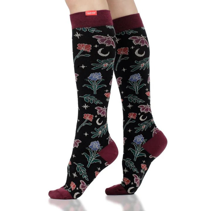 VIM & VIGR - 15 - 20 mmHg Cotton Compression Socks: Midnight Magic - Green Ash Decor