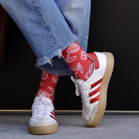 VIM & VIGR - 15 - 20 mmHg Cotton Compression Socks: Mod Rose: Red & Pink - Green Ash Decor