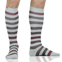 VIM & VIGR - 15 - 20 mmHg Merino Wool Compression Socks: Thick Stripe Ice Blue & Brown - Green Ash Decor