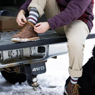 VIM & VIGR - 15 - 20 mmHg Merino Wool Compression Socks: Thick Stripe Ice Blue & Brown - Green Ash Decor