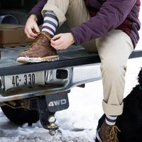 VIM & VIGR - 15 - 20 mmHg Merino Wool Compression Socks: Thick Stripe Ice Blue & Brown - Green Ash Decor