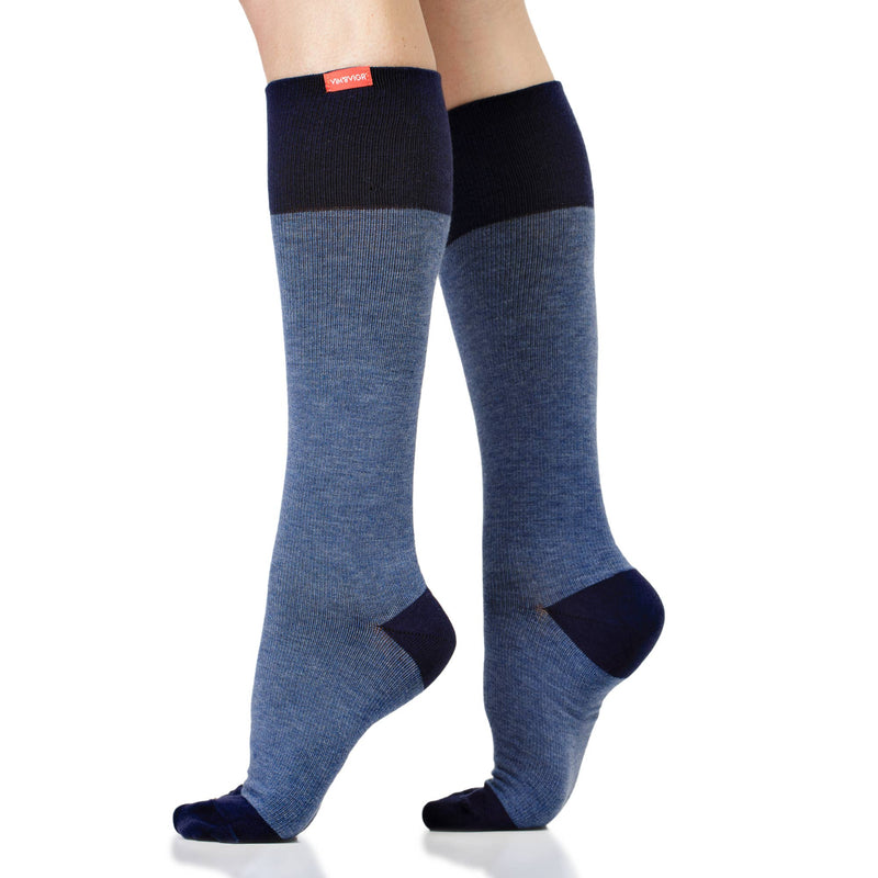 VIM & VIGR - 20 - 30 mmHg Cotton Compression Socks: Heathered Collection: Dark & Light Grey / Medium/Large - Green Ash Decor