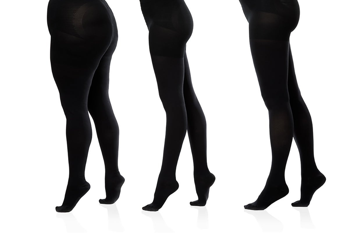 VIM & VIGR - 20 - 30 mmHg Nylon Compression Tights: Black - Green Ash Decor