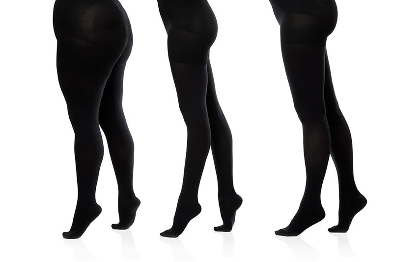 VIM & VIGR - 20 - 30 mmHg Nylon Compression Tights: Black - Green Ash Decor