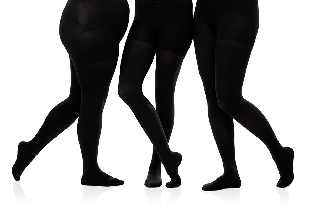 VIM & VIGR - 20 - 30 mmHg Nylon Compression Tights: Black - Green Ash Decor