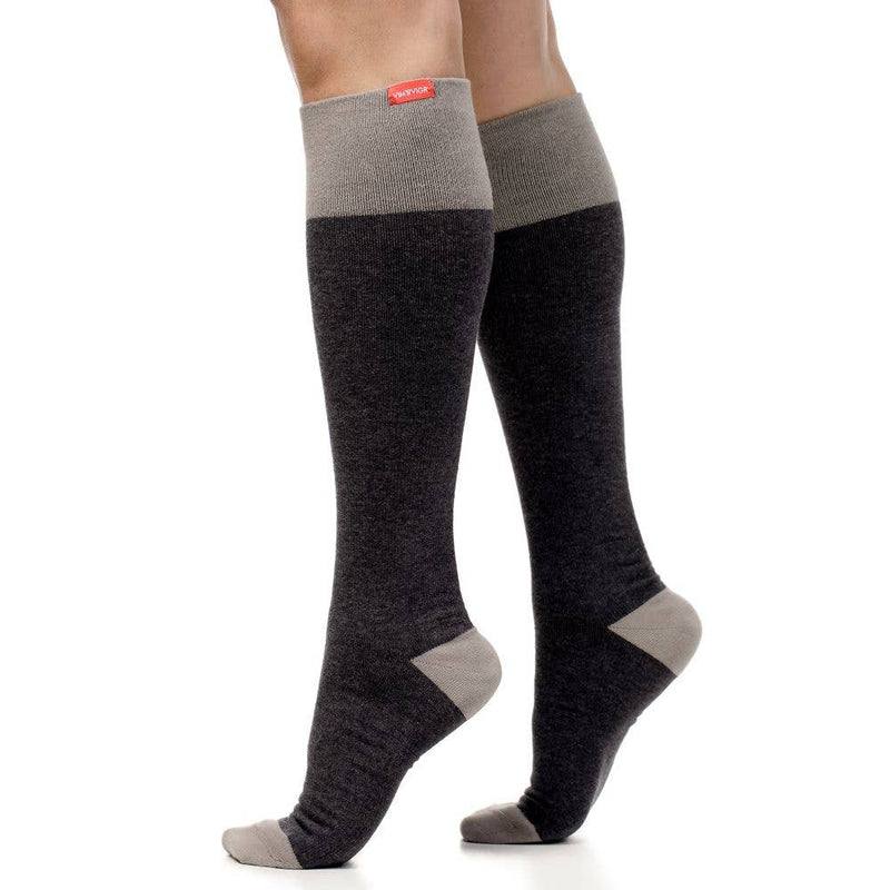 VIM & VIGR - 30 - 40 mmHg Cotton Compression Socks: Heathered Collection: Dark & Light Grey / Medium/Large - Green Ash Decor