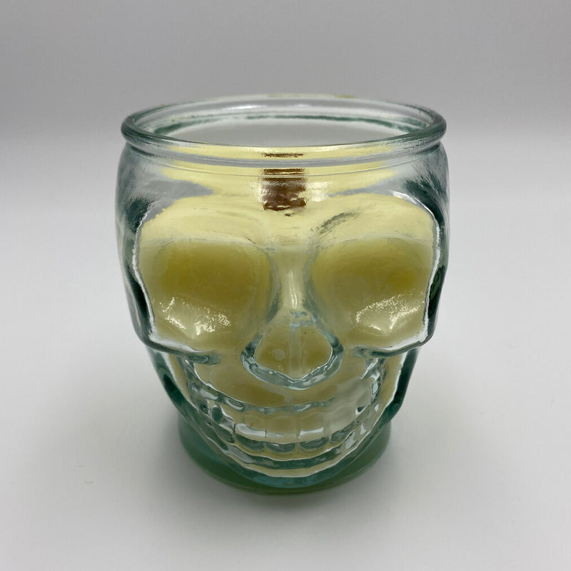 15 oz Sugar Skull Recycled Jar with Crackling Wooden Wick - Green Ash Decor