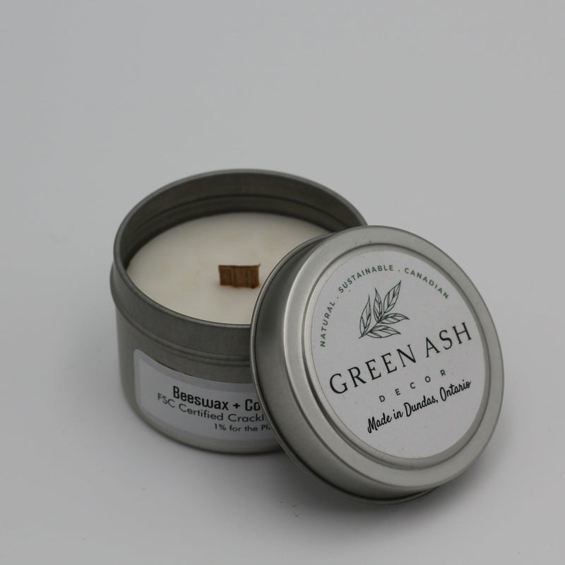 4 oz Travel Tin with Crackling Wooden Wick - Green Ash Decor