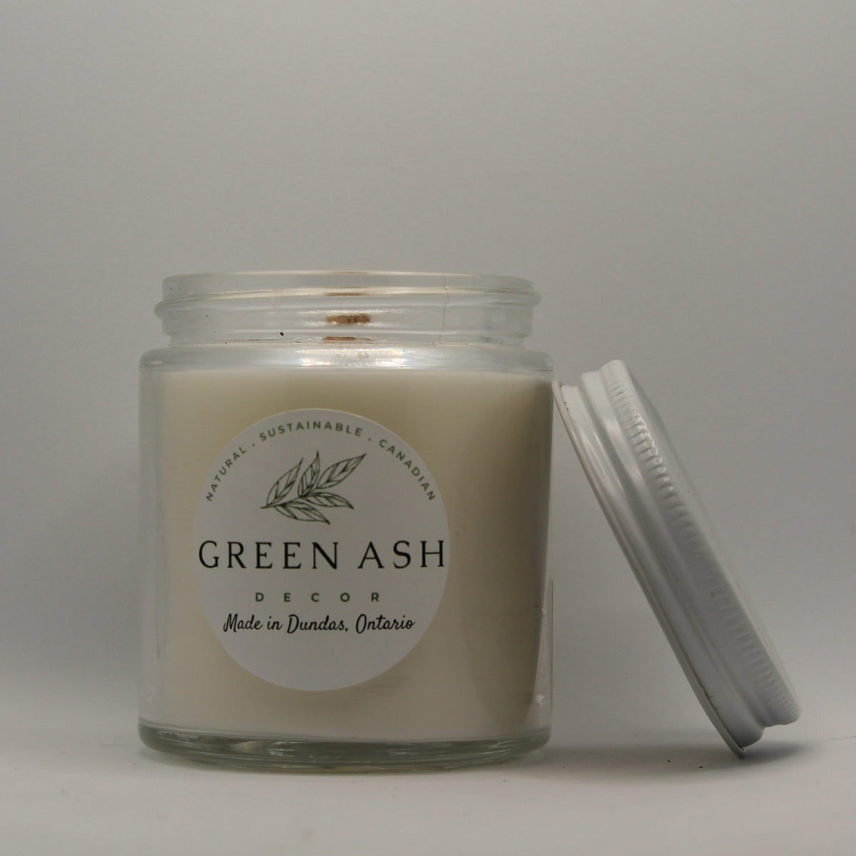 40% Discount applies in Cart. 4oz Jar with White Tin Lid and Crackling Wooden Wick - Green Ash Decor