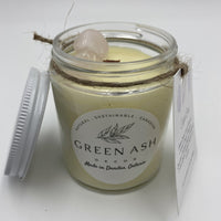 Crystal Series 6oz Jar with White Tin Lid and Crackling Wooden Wick - Green Ash Decor